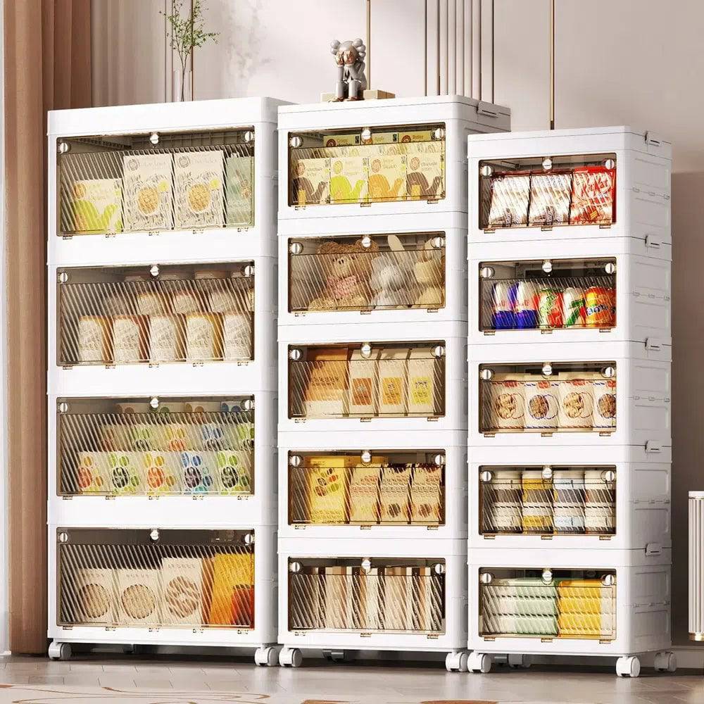 Stackable Collapsible Storage Bins with Doors