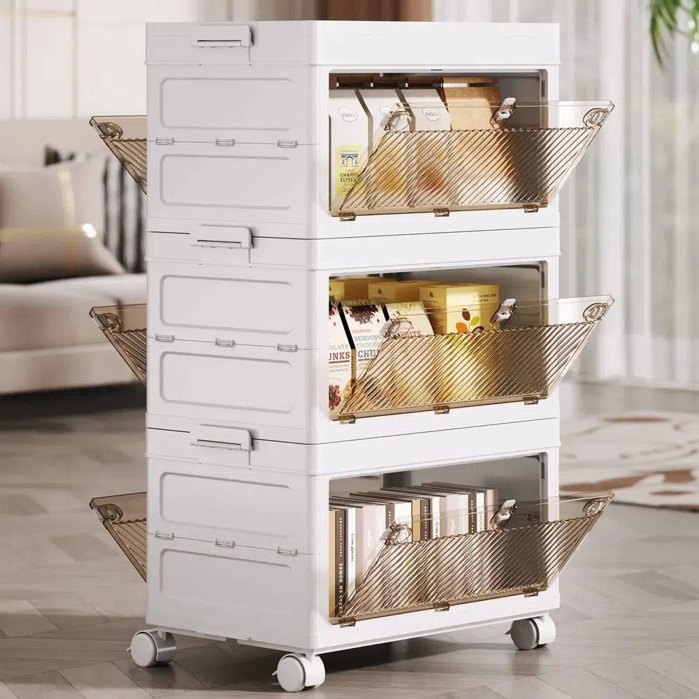 Stackable Collapsible Storage Bins with Doors