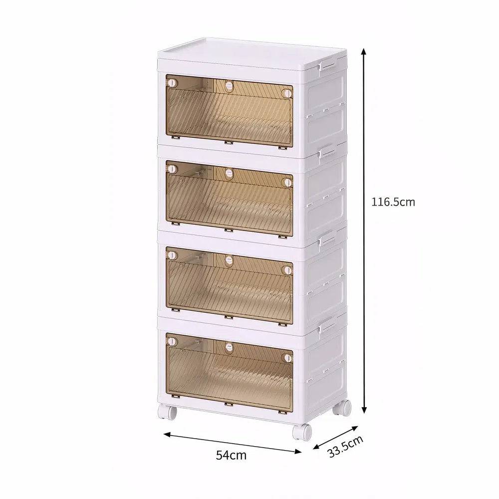 Stackable Collapsible Storage Bins with Doors
