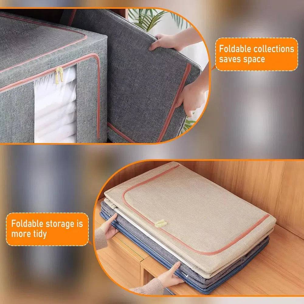 Cotton Flax Large Clothes Storage Organiser Box