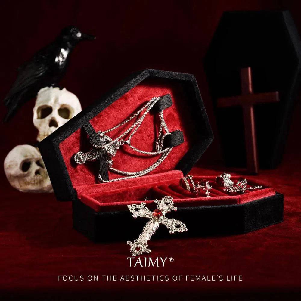 Gothic Velvet Jewelry Coffin Box