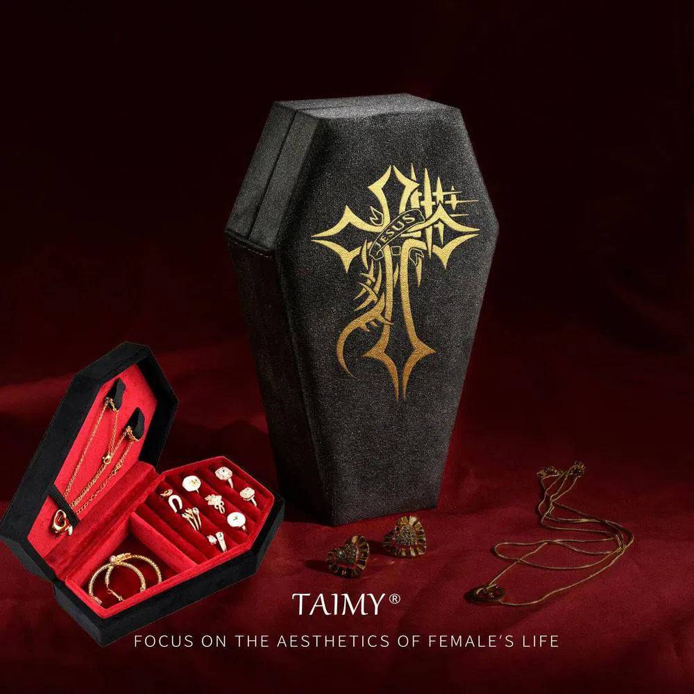 Gothic Velvet Jewelry Coffin Box