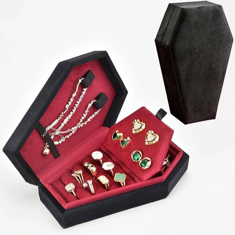 Gothic Velvet Jewelry Coffin Box