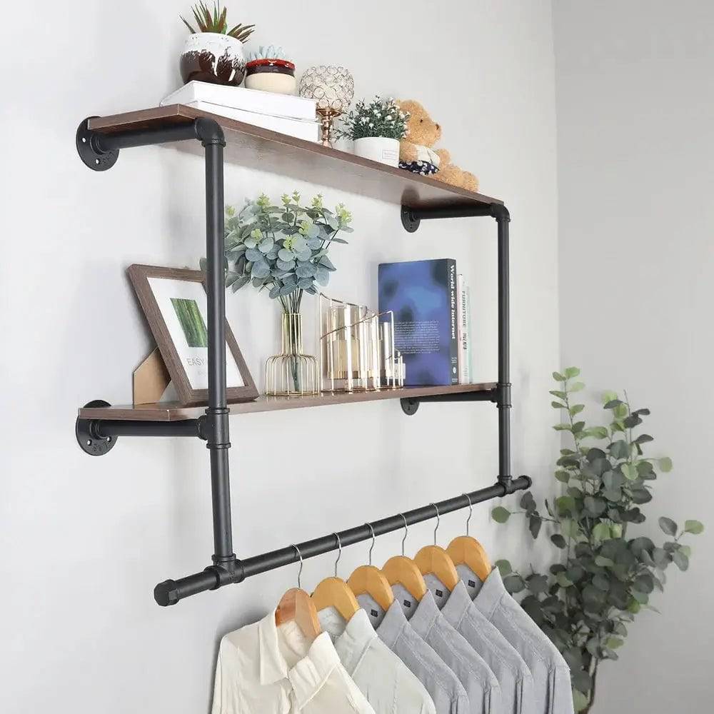 Wall-Mounted Industrial Pipe Clothing Rack