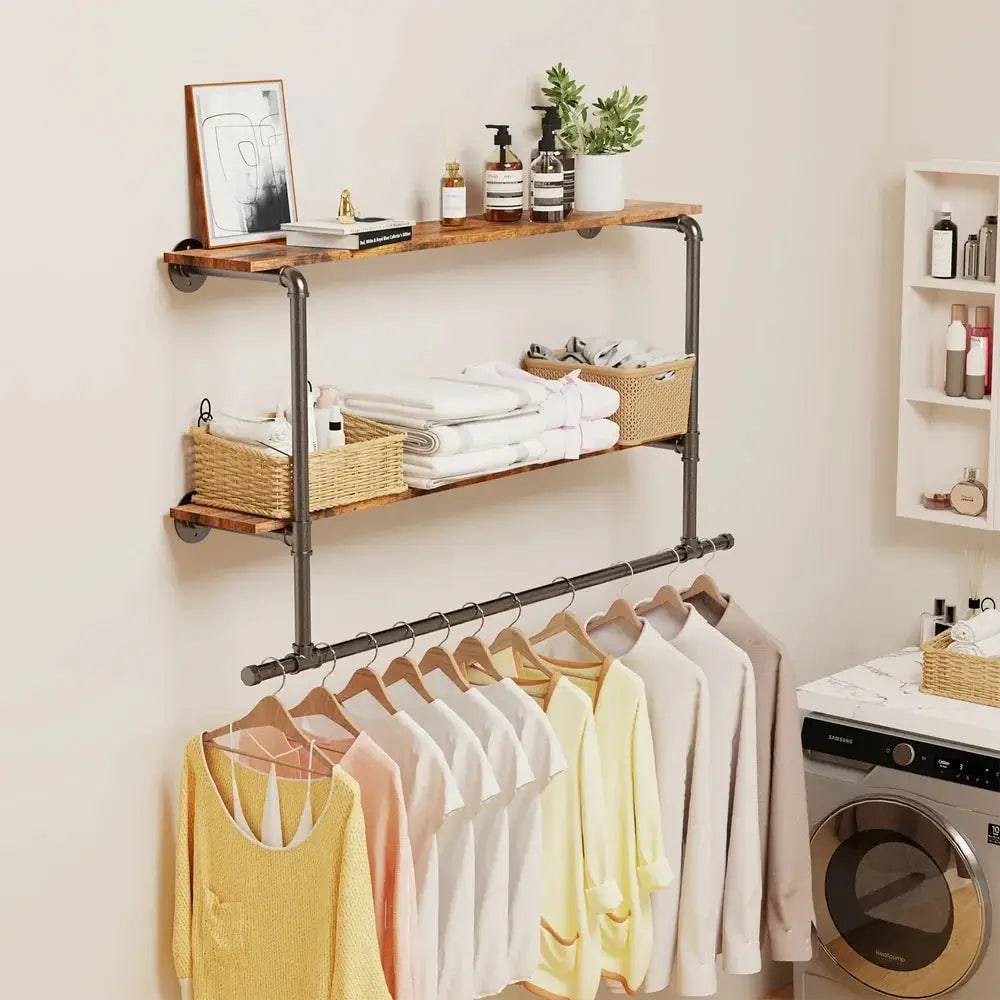 Wall-Mounted Industrial Pipe Clothing Rack