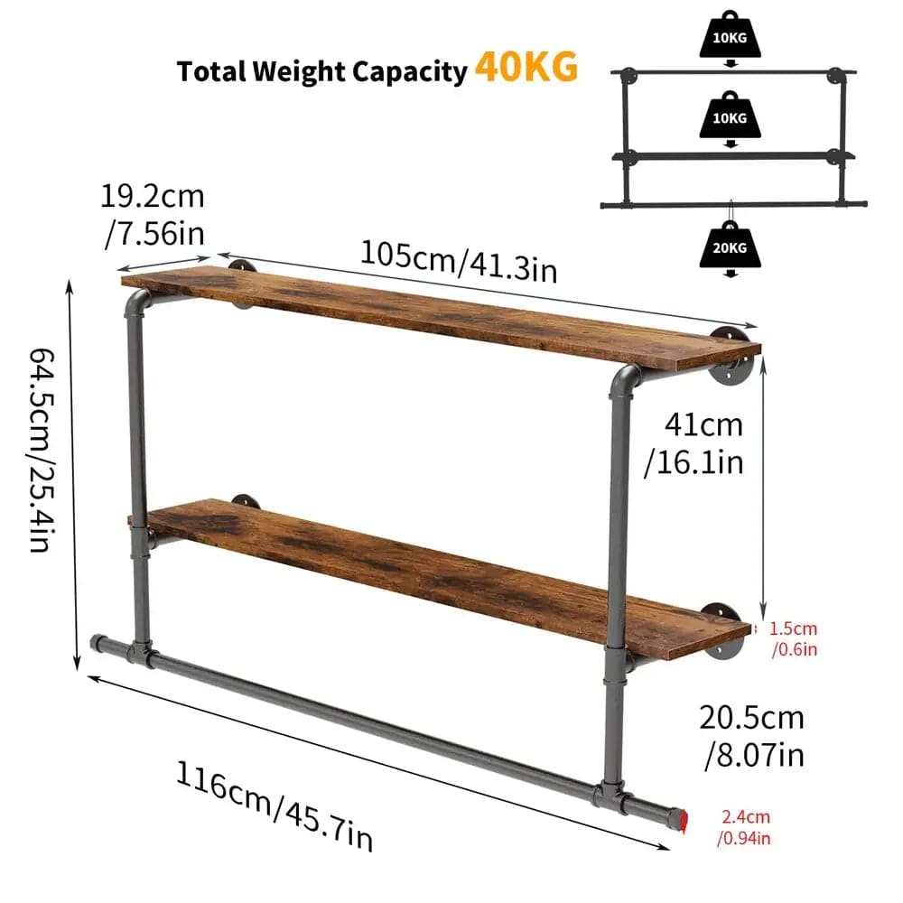 Wall-Mounted Industrial Pipe Clothing Rack