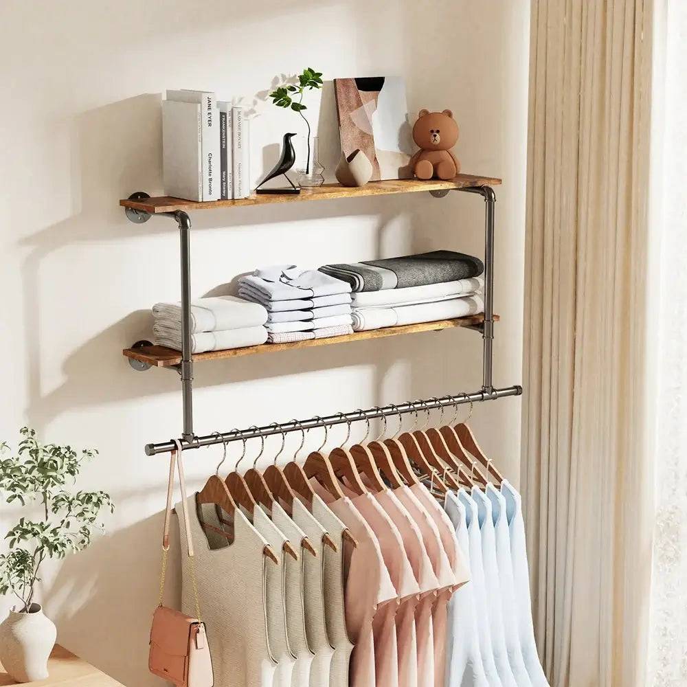 Wall-Mounted Industrial Pipe Clothing Rack