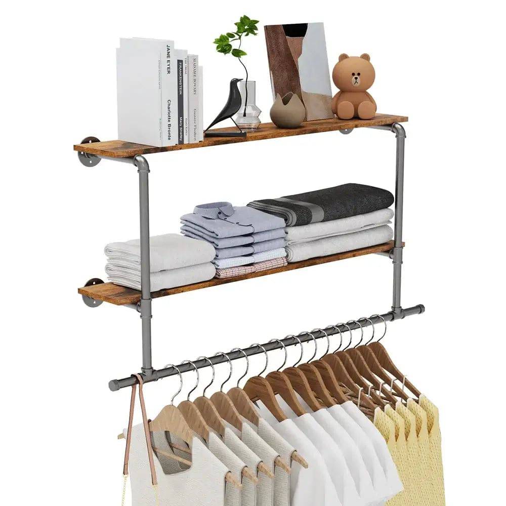 Wall-Mounted Industrial Pipe Clothing Rack