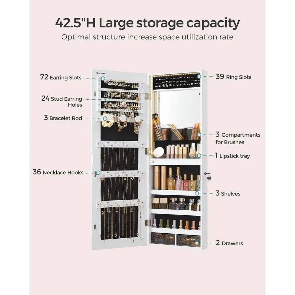Frameless Full-Length Mirror Jewellery Cabinet