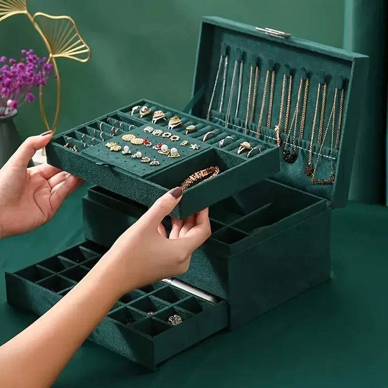 Green 3-Layer Jewellery Box
