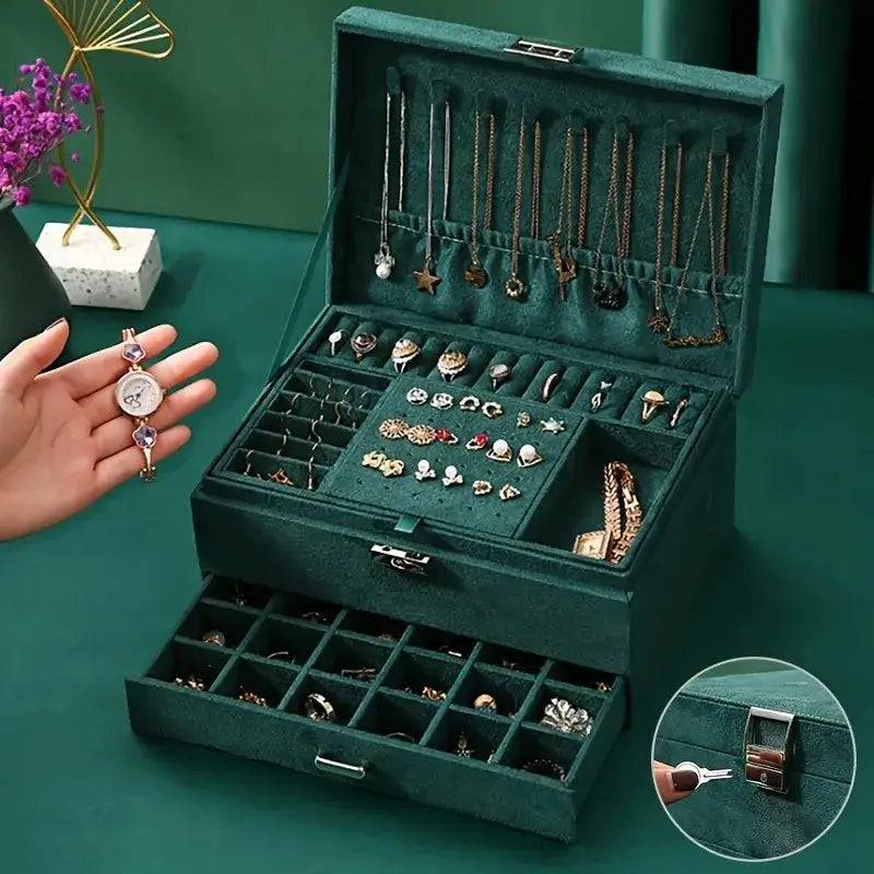 Green 3-Layer Jewellery Box