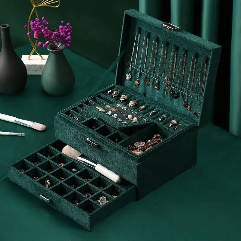 Green 3-Layer Jewellery Box