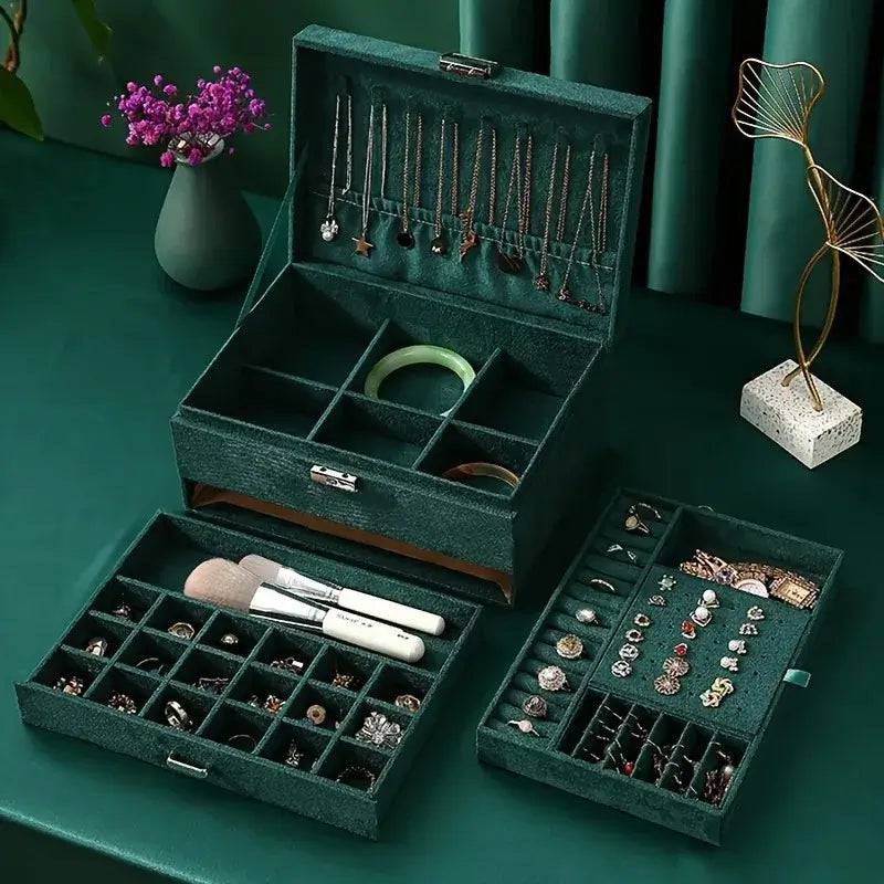 Green 3-Layer Jewellery Box