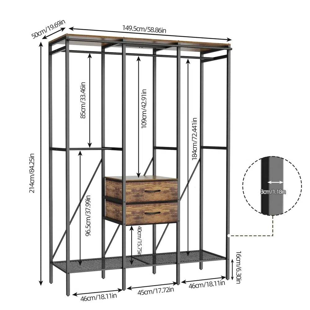 Industrial Clothes Wardrobe with Storage