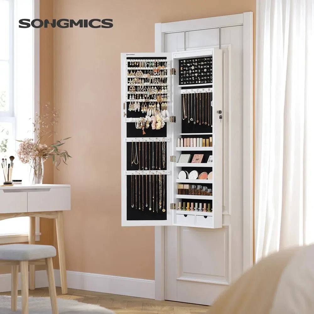 Lockable Wall Mounted Jewellery Mirror Cabinet