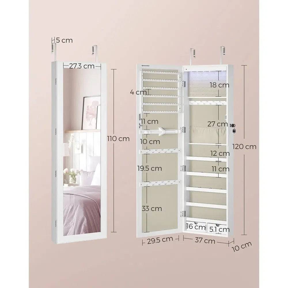 Lockable Wall Mounted Jewellery Mirror Cabinet