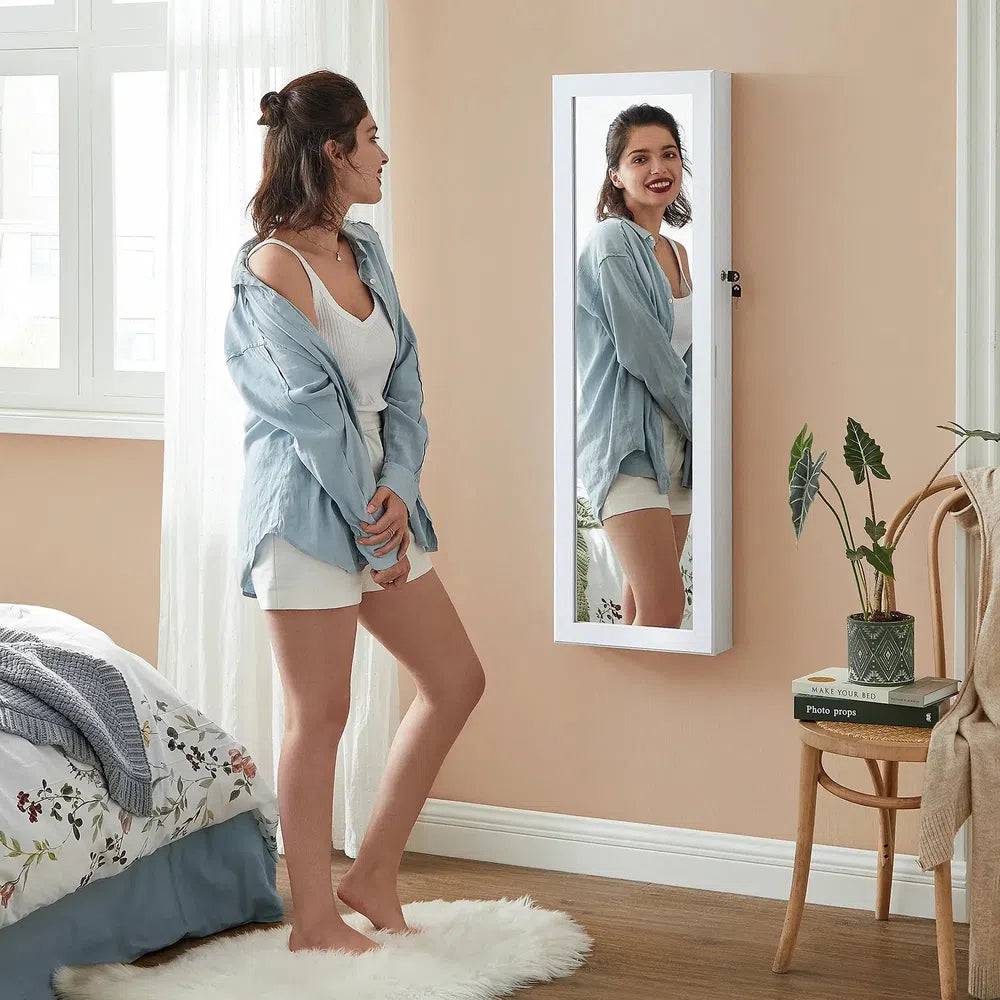 Lockable Wall Mounted Jewellery Mirror Cabinet