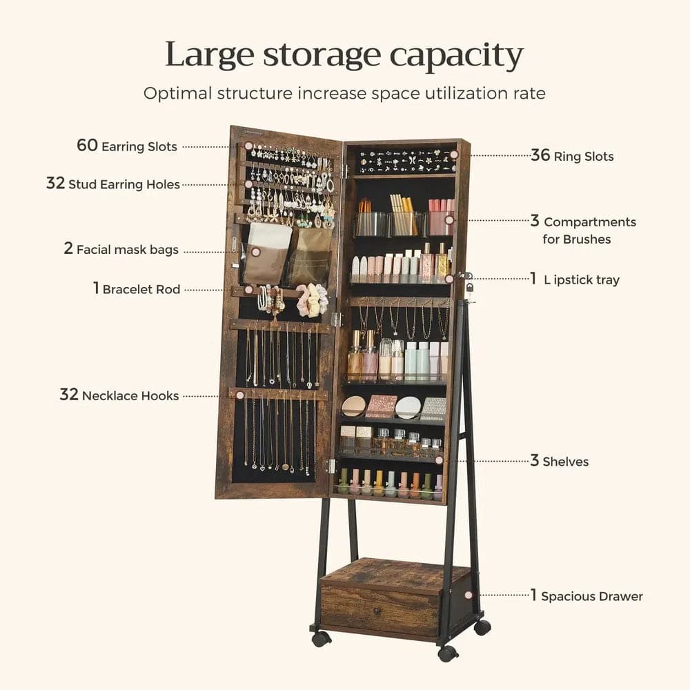 Modern Jewellery Cabinet with Mirror