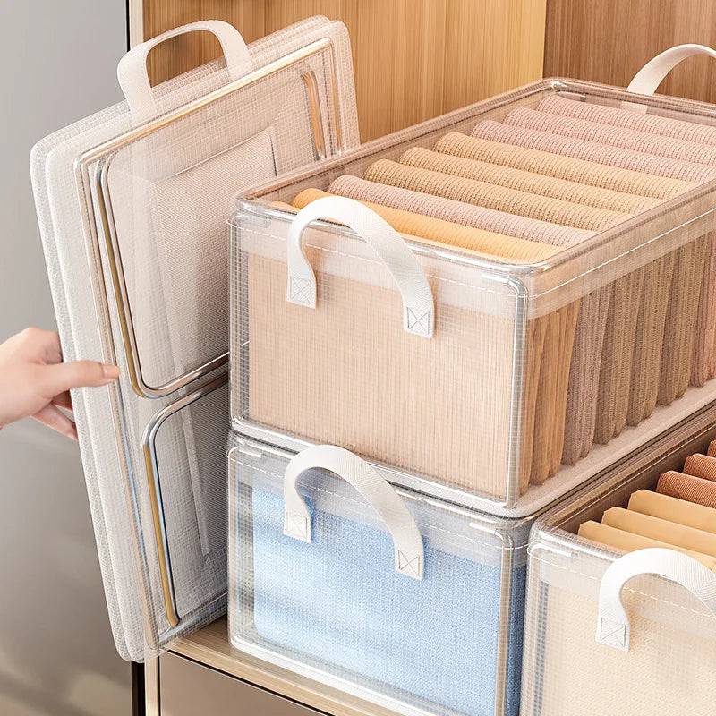 Transparent PVC Wardrobe Storage Basket