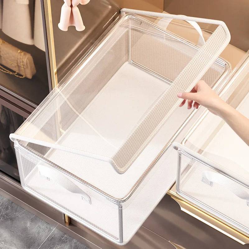 Transparent PVC Wardrobe Storage Basket