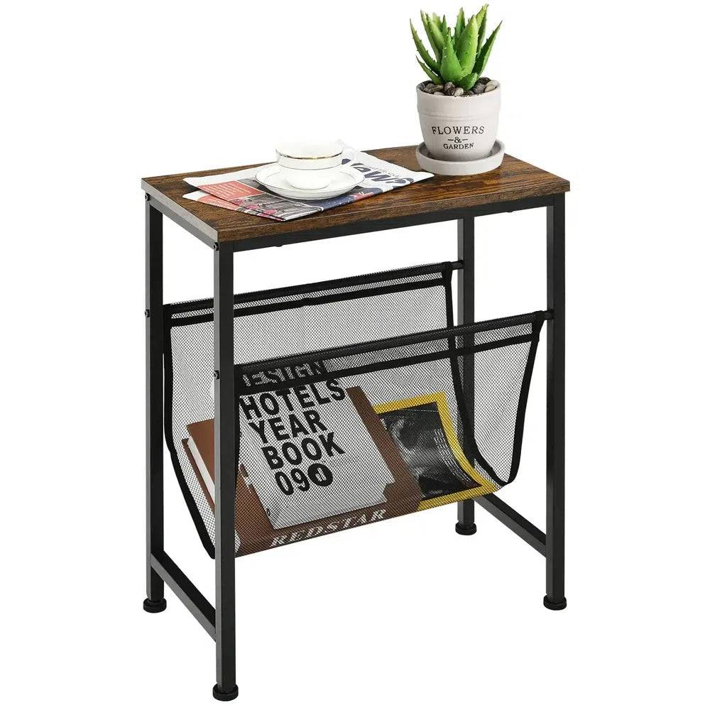 Industrial Two-Tier Narrow Side Table