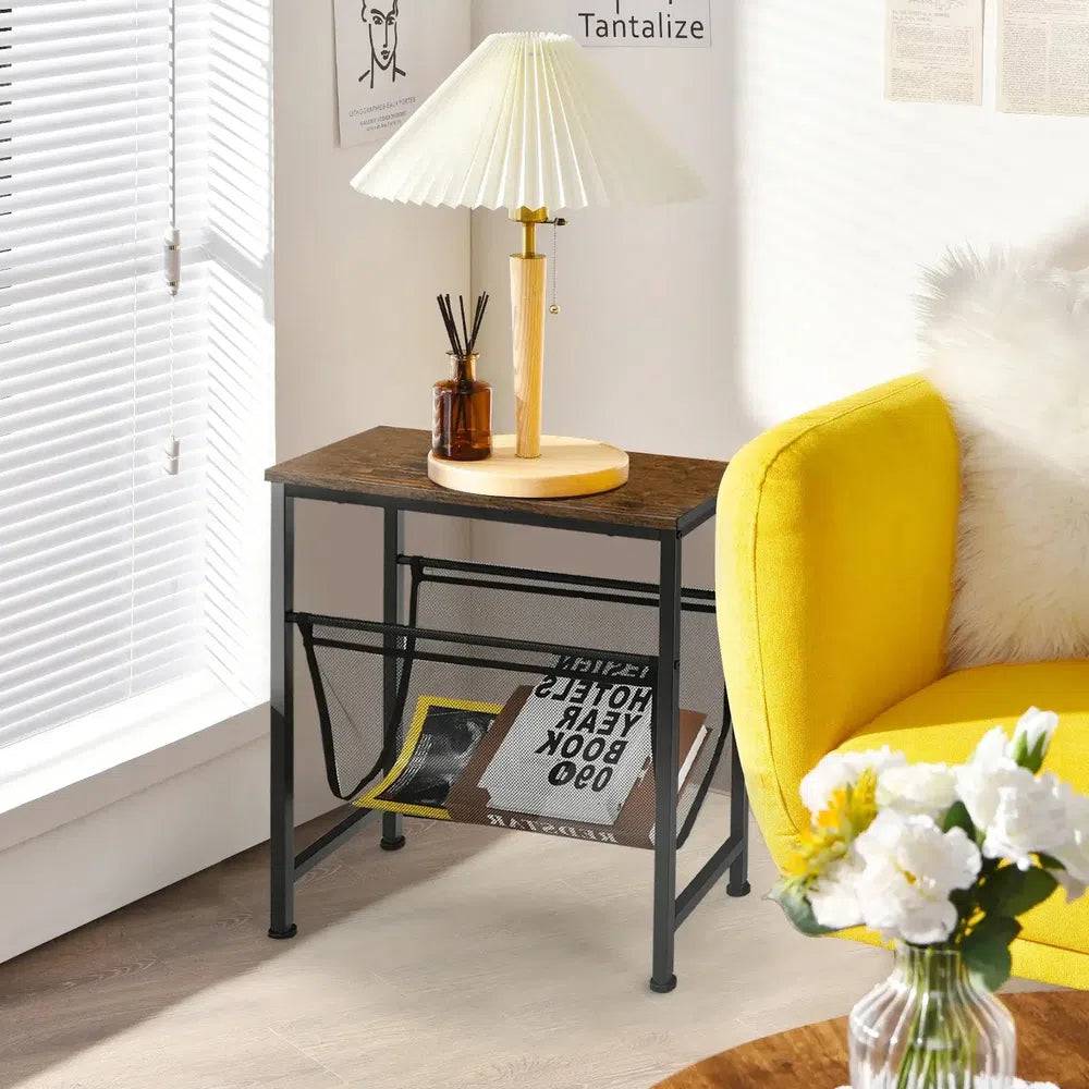 Industrial Two-Tier Narrow Side Table