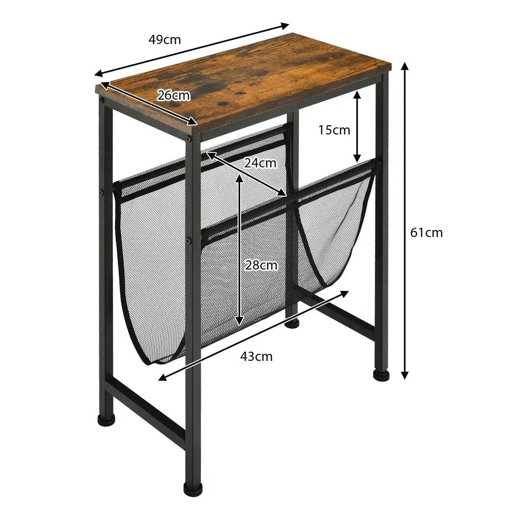 Industrial Two-Tier Narrow Side Table