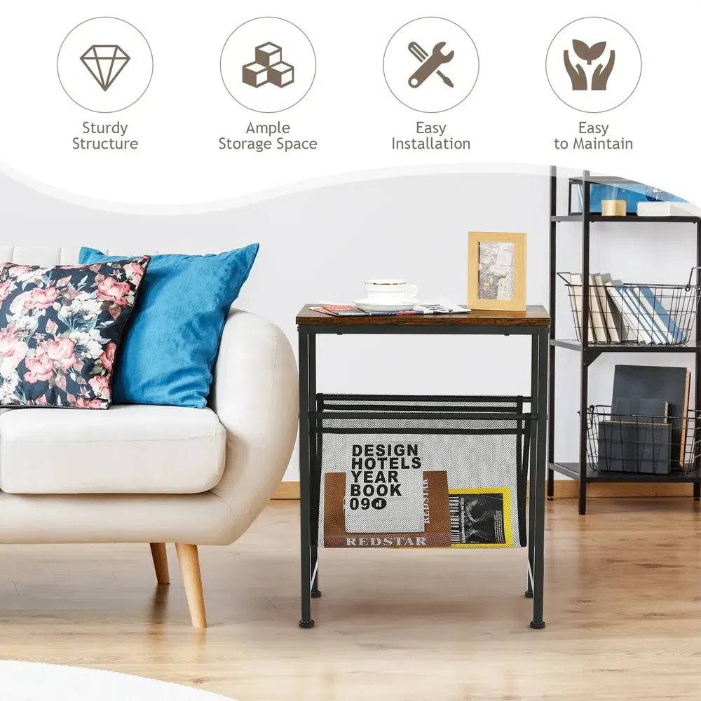 Industrial Two-Tier Narrow Side Table