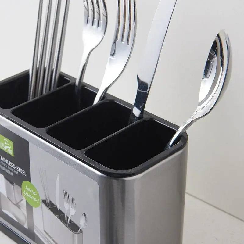 Stainless Steel Cutlery Holder with Drainboard