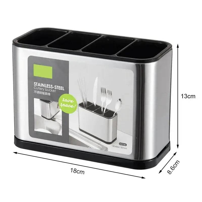 Stainless Steel Cutlery Holder with Drainboard