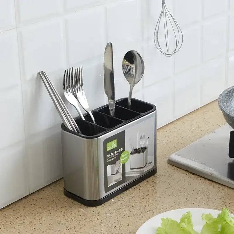 Stainless Steel Cutlery Holder with Drainboard