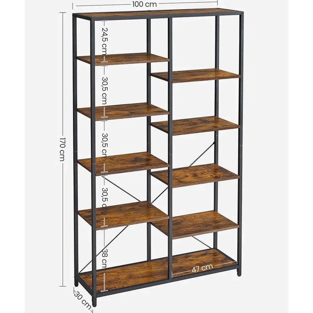 Five-Tier Wooden Bookcase Standing Display Storage Rack