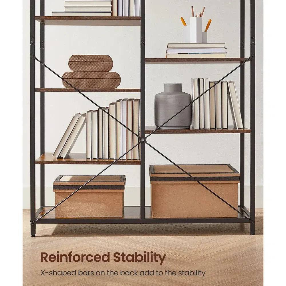Five-Tier Wooden Bookcase Standing Display Storage Rack
