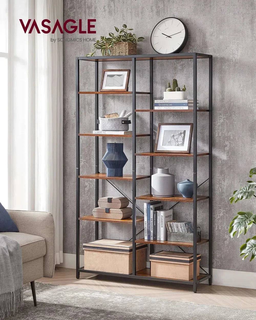 Five-Tier Wooden Bookcase Standing Display Storage Rack