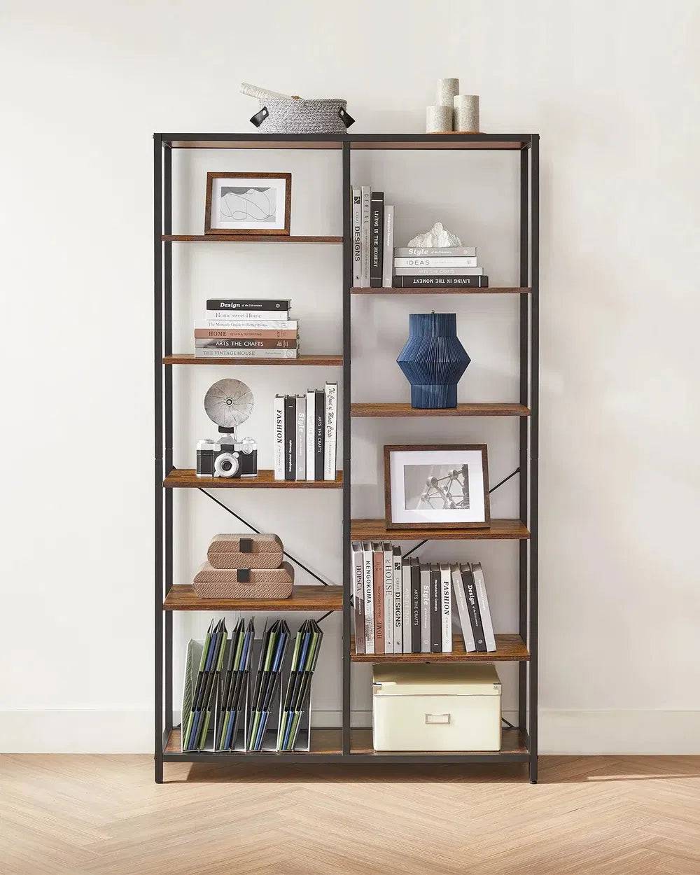 Five-Tier Wooden Bookcase Standing Display Storage Rack