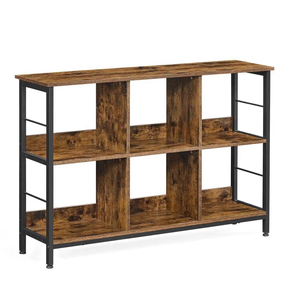Modern Six-Compartment Wooden Bookshelf