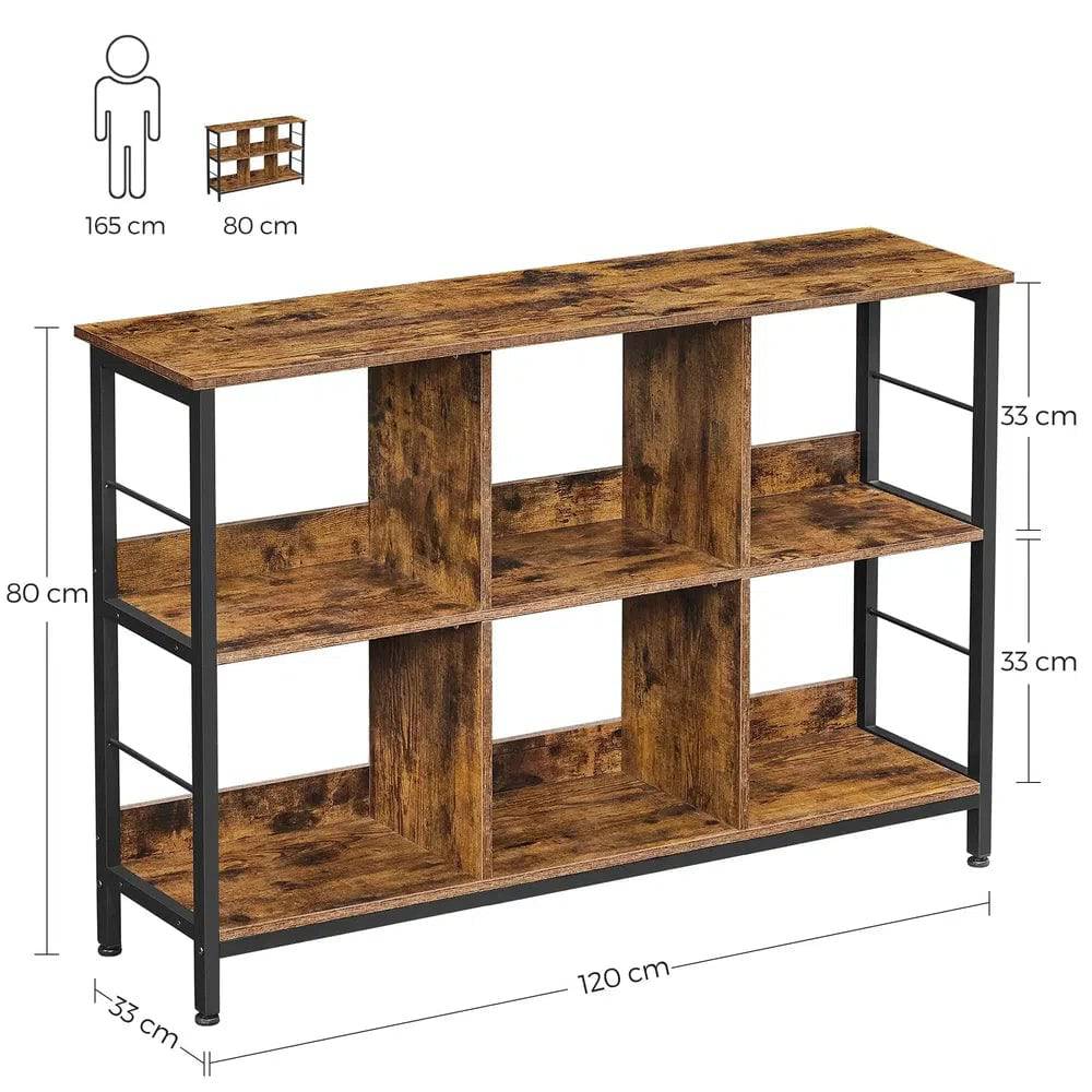 Modern Six-Compartment Wooden Bookshelf