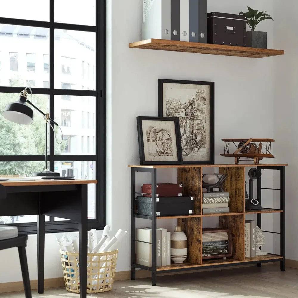 Modern Six-Compartment Wooden Bookshelf