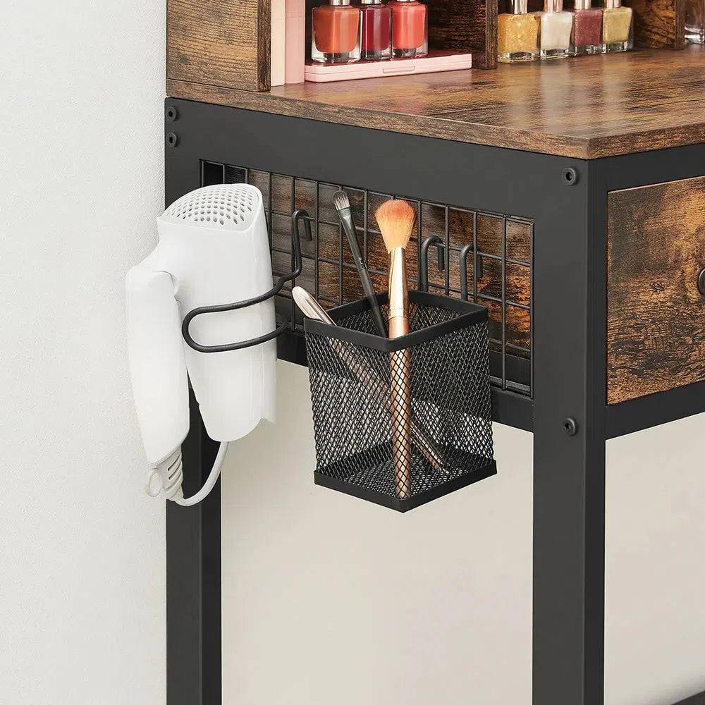 Minimalist Modern Dressing Table with Tri-Fold Mirror Stool and Storage Drawers