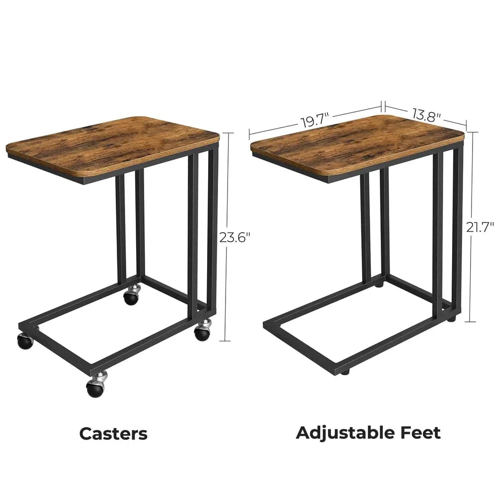Modern End Table with Steel Frame and Castors