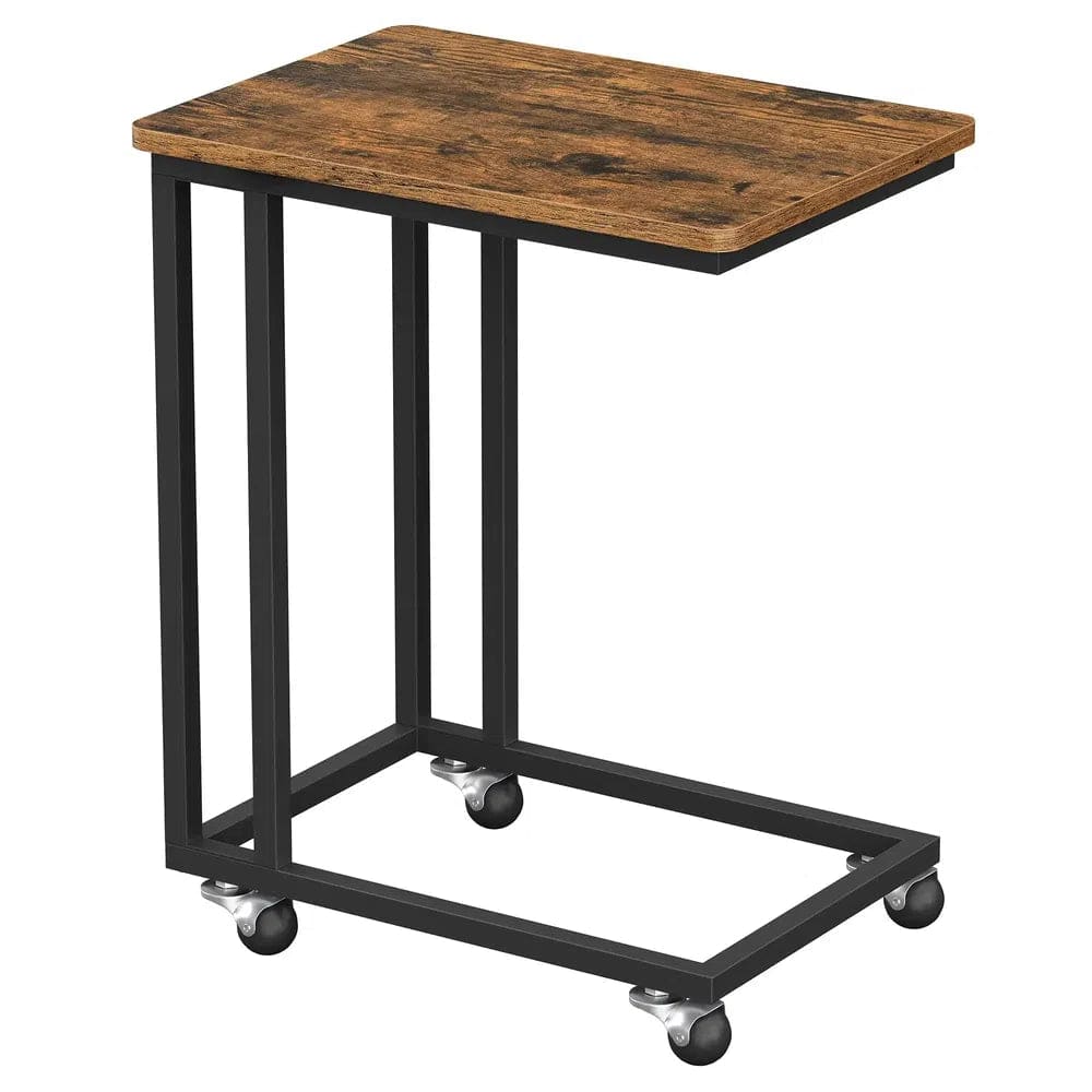 Modern End Table with Steel Frame and Castors