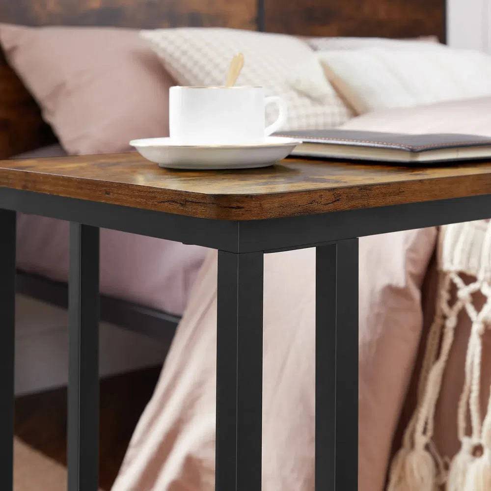 Modern End Table with Steel Frame and Castors