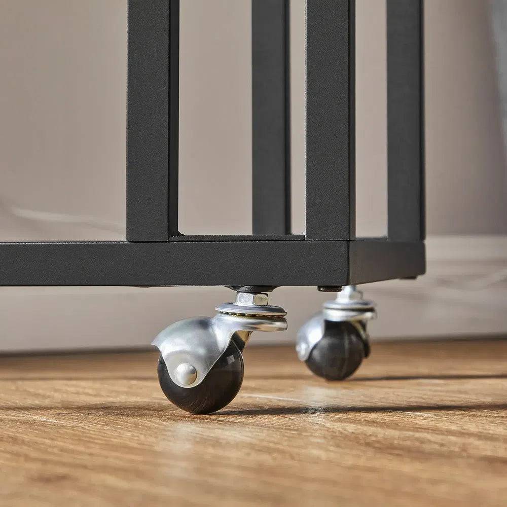 Modern End Table with Steel Frame and Castors