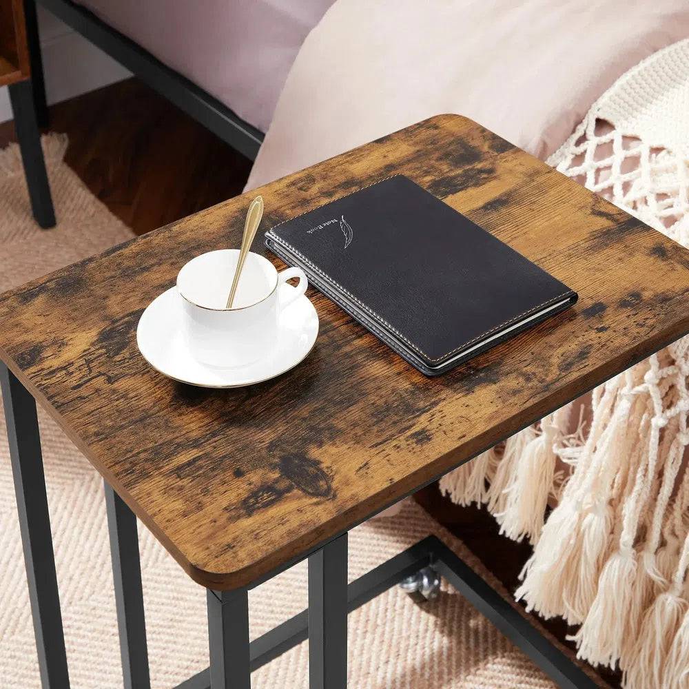 Modern End Table with Steel Frame and Castors