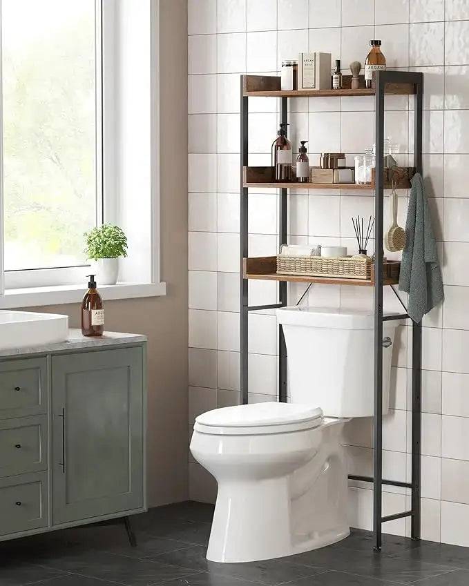 Three-Tier Space-Saving Toilet Shelf Industrial Style Storage Rack