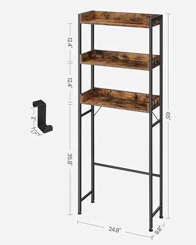 Three-Tier Space-Saving Toilet Shelf Industrial Style Storage Rack