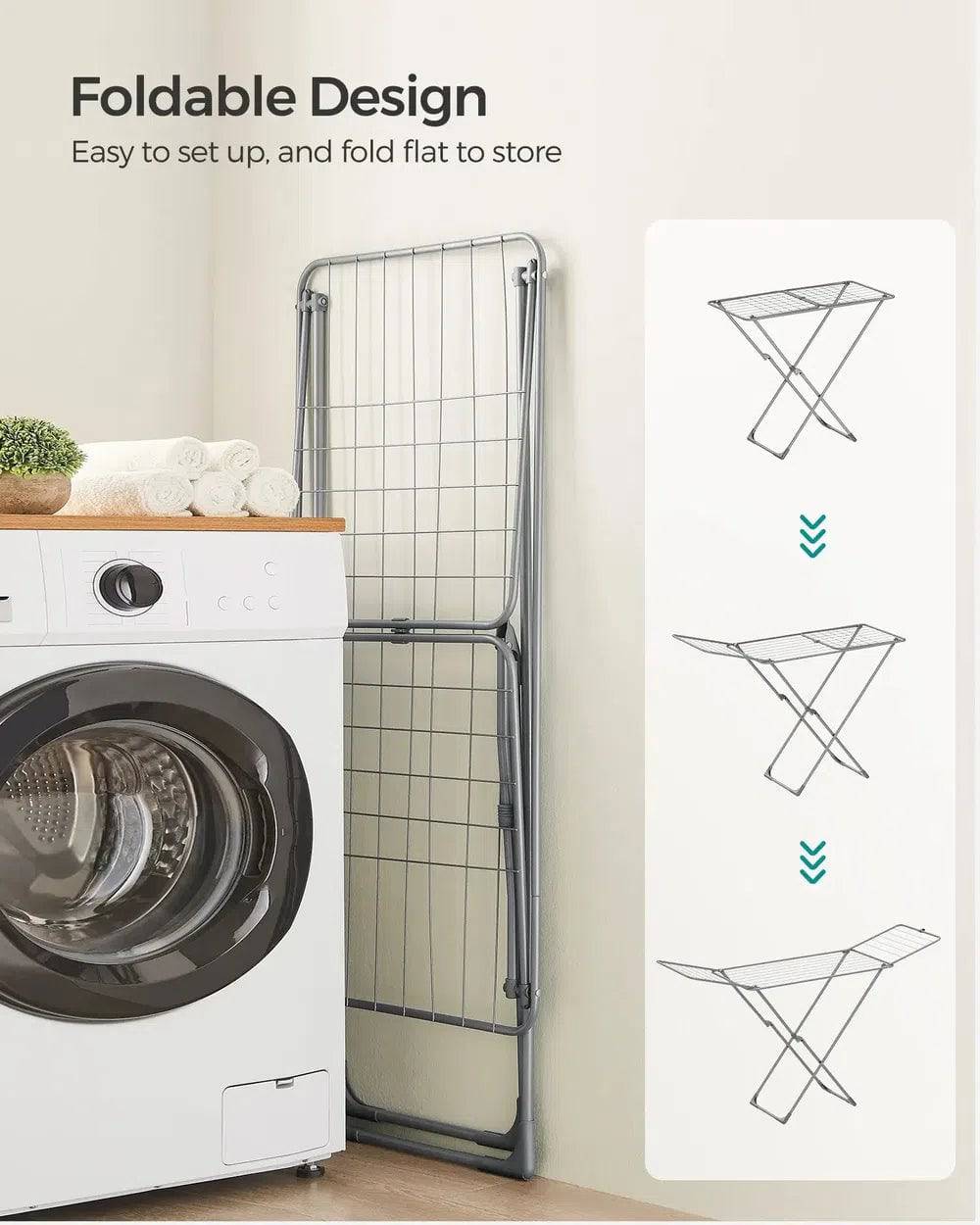 Foldable Clothes Drying Rack with Gullwings Laundry Dryer