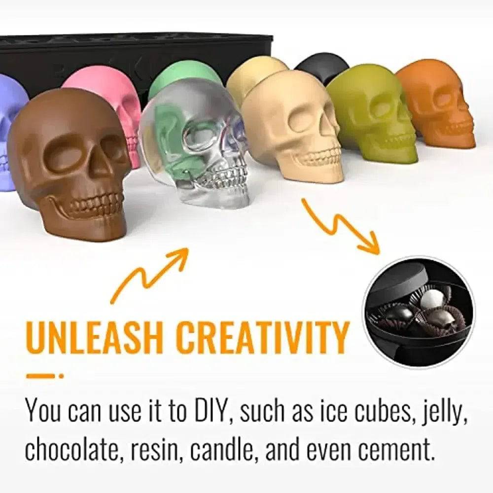 Skull Silicone Ice Cube Tray with Funnel 10-Cavity Mould