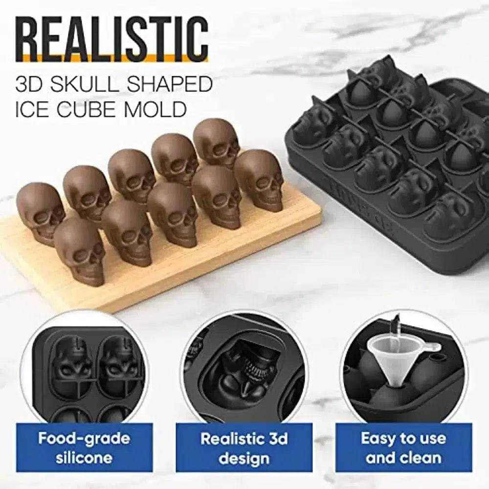 Skull Silicone Ice Cube Tray with Funnel 10-Cavity Mould
