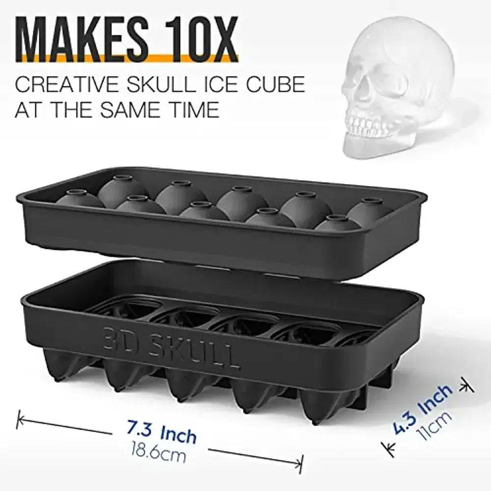 Skull Silicone Ice Cube Tray with Funnel 10-Cavity Mould